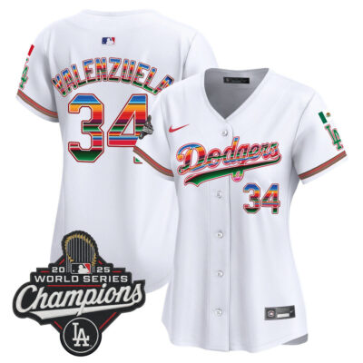 Women's LA Dodgers Mexico 2025 World Series Champions Vapor Premier Limited Jersey - White / Fernando Valenzuela