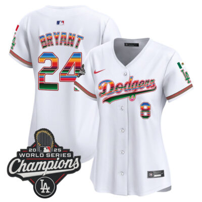 Women's LA Dodgers Mexico 2025 World Series Champions Vapor Premier Limited Jersey - White / Kobe Bryant