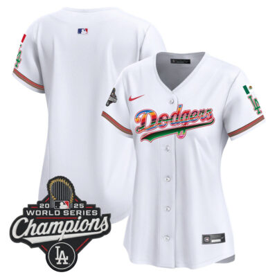 Women's LA Dodgers Mexico 2025 World Series Champions Vapor Premier Limited Jersey - White / Team