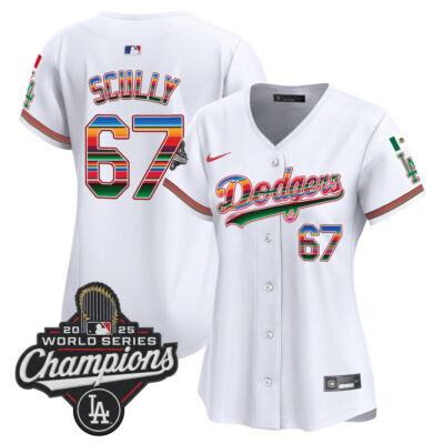 Women's LA Dodgers Mexico 2025 World Series Champions Vapor Premier Limited Jersey - White / Vin Scully