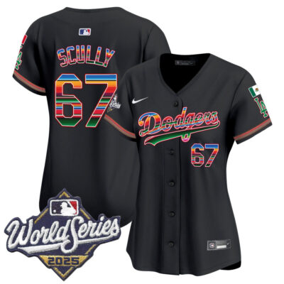 Women's LA Dodgers Mexico 2025 World Series Vapor Premier Limited Jersey - Black / Vin Scully
