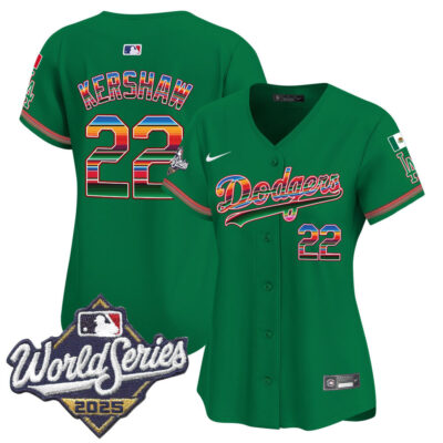 Women's LA Dodgers Mexico 2025 World Series Vapor Premier Limited Jersey - Green / Clayton Kershaw