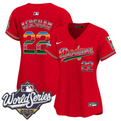 Women's LA Dodgers Mexico 2025 World Series Vapor Premier Limited Jersey - Red / Clayton Kershaw
