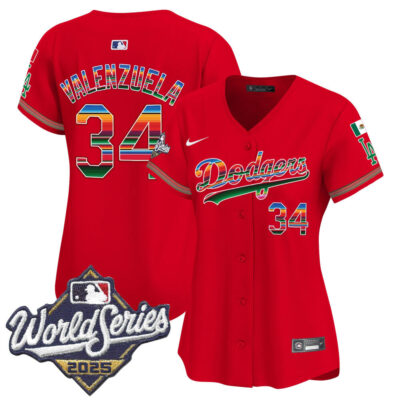 Women's LA Dodgers Mexico 2025 World Series Vapor Premier Limited Jersey - Red / Fernando Valenzuela