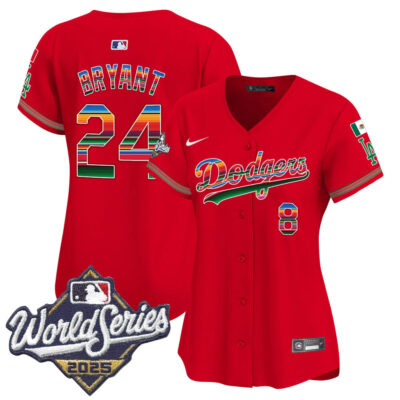 Women's LA Dodgers Mexico 2025 World Series Vapor Premier Limited Jersey - Red / Kobe Bryant