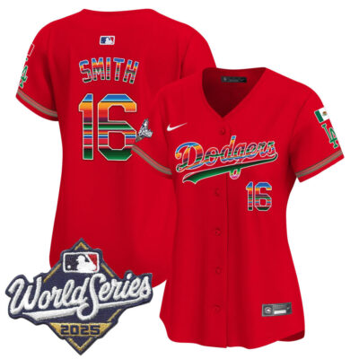 Women's LA Dodgers Mexico 2025 World Series Vapor Premier Limited Jersey - Red / Will Smith