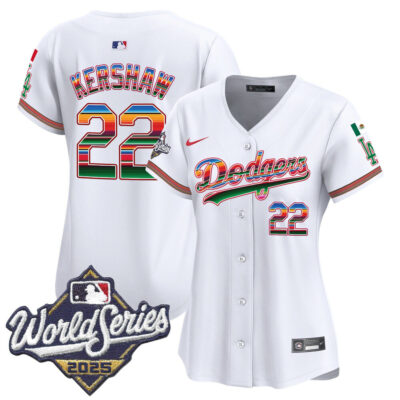 Women's LA Dodgers Mexico 2025 World Series Vapor Premier Limited Jersey - White / Clayton Kershaw