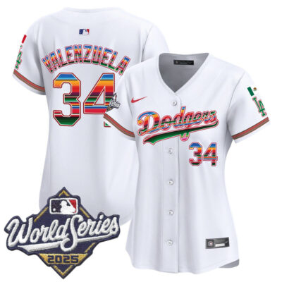 Women's LA Dodgers Mexico 2025 World Series Vapor Premier Limited Jersey - White / Fernando Valenzuela