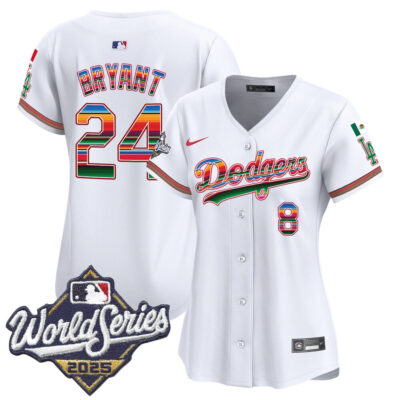Women's LA Dodgers Mexico 2025 World Series Vapor Premier Limited Jersey - White / Kobe Bryant