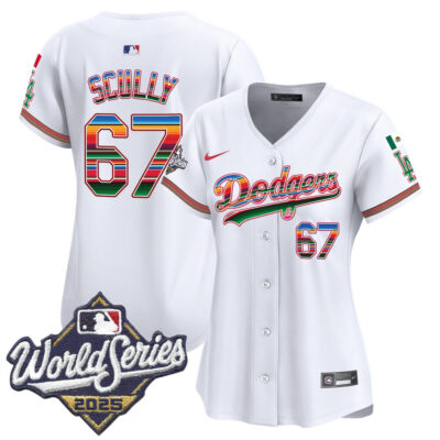 Women's LA Dodgers Mexico 2025 World Series Vapor Premier Limited Jersey - White / Vin Scully