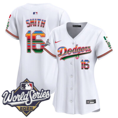 Women's LA Dodgers Mexico 2025 World Series Vapor Premier Limited Jersey - White / Will Smith