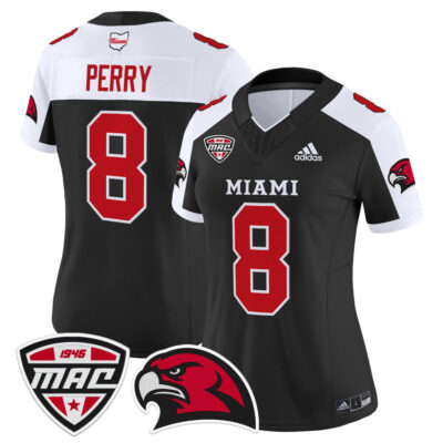 Women's Miami (OH) RedHawks 2025 Vapor Limited Jersey - Black Alternate Kam Perry