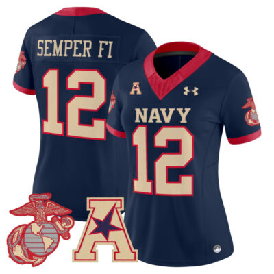 Women's Navy Midshipmen Vapor USMC Premier Jersey - Navy / #12 Semper Fi