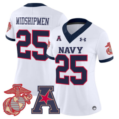 Women's Navy Midshipmen Vapor USMC Premier Jersey - White / #25 Midshipmen