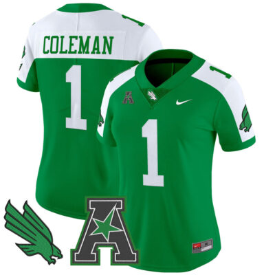 Women's North Texas Mean Green 2025 Vapor Limited Jersey - Green Alternate Miles Coleman