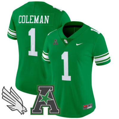 Women's North Texas Mean Green 2025 Vapor Limited Jersey - Green Miles Coleman