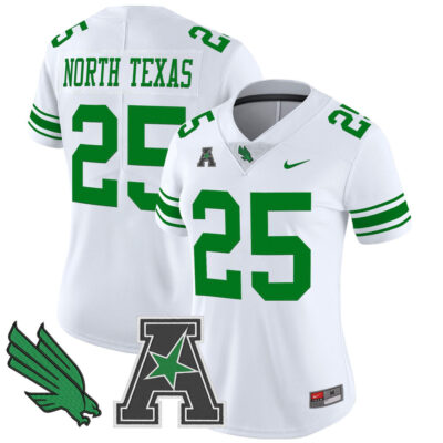 Women's North Texas Mean Green 2025 Vapor Limited Jersey - White #25 North Texas