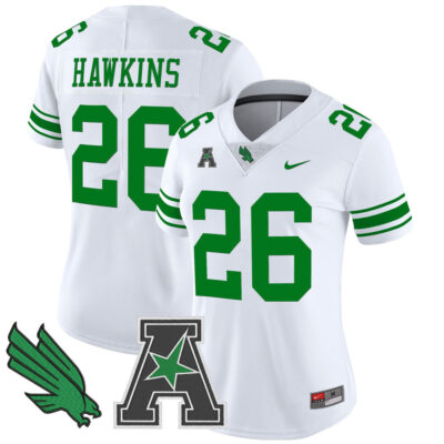 Women's North Texas Mean Green 2025 Vapor Limited Jersey - White Caleb Hawkins