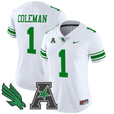 Women's North Texas Mean Green 2025 Vapor Limited Jersey - White Miles Coleman