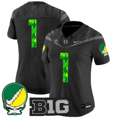 Women's Oregon Ducks 2025 Grateful Ducks Vapor Limited Jersey - Black / #1 Team