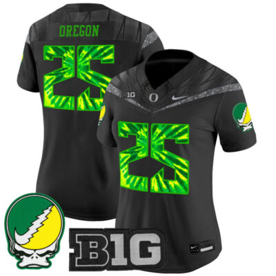 Women's Oregon Ducks 2025 Grateful Ducks Vapor Limited Jersey - Black / #25 Oregon