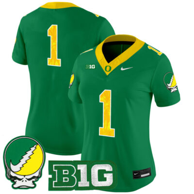 Women's Oregon Ducks 2025 Grateful Ducks Vapor Limited Jersey - Green / #1 Team