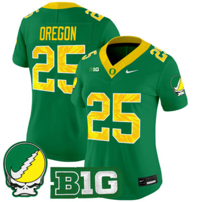 Women's Oregon Ducks 2025 Grateful Ducks Vapor Limited Jersey - Green / #25 Oregon