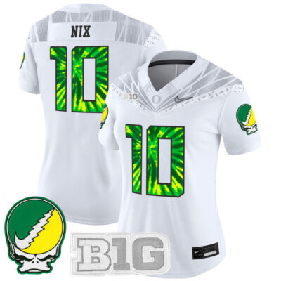 Women's Oregon Ducks 2025 Grateful Ducks Vapor Limited Jersey - White / Bo Nix