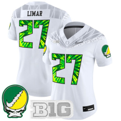 Women's Oregon Ducks 2025 Grateful Ducks Vapor Limited Jersey - White / Jayden Limar