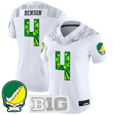 Women's Oregon Ducks 2025 Grateful Ducks Vapor Limited Jersey - White / Malik Benson