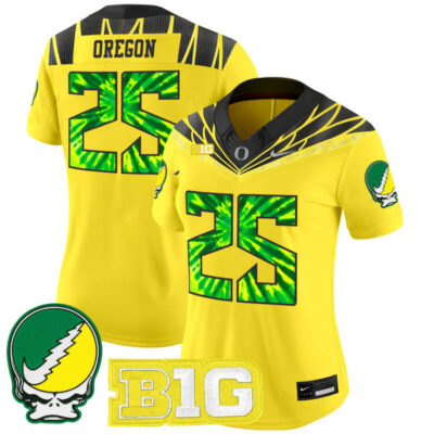 Women's Oregon Ducks 2025 Grateful Ducks Vapor Limited Jersey - Yellow / #25 Oregon