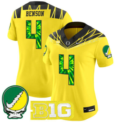 Women's Oregon Ducks 2025 Grateful Ducks Vapor Limited Jersey - Yellow / Malik Benson