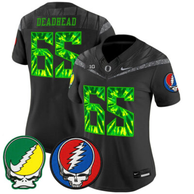 Women's Oregon Ducks 2025 'Grateful Ducks x Grateful Dead' Vapor Limited Jersey - Black / 1965 Deadhead