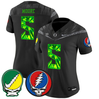 Women's Oregon Ducks 2025 'Grateful Ducks x Grateful Dead' Vapor Limited Jersey - Black / Dante Moore