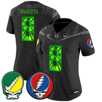 Women's Oregon Ducks 2025 'Grateful Ducks x Grateful Dead' Vapor Limited Jersey - Black / Marcus Mariota