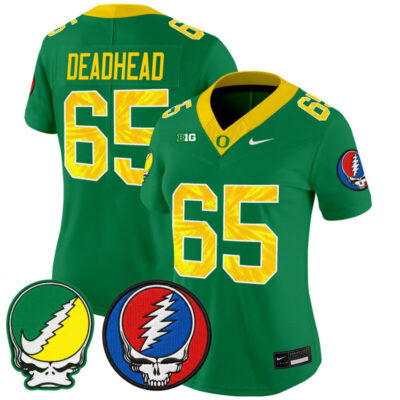 Women's Oregon Ducks 2025 'Grateful Ducks x Grateful Dead' Vapor Limited Jersey - Green / 1965 Deadhead