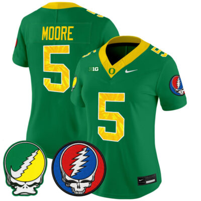 Women's Oregon Ducks 2025 'Grateful Ducks x Grateful Dead' Vapor Limited Jersey - Green / Dante Moore