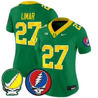 Women's Oregon Ducks 2025 'Grateful Ducks x Grateful Dead' Vapor Limited Jersey - Green / Jayden Limar