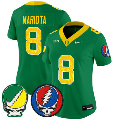 Women's Oregon Ducks 2025 'Grateful Ducks x Grateful Dead' Vapor Limited Jersey - Green / Marcus Mariota