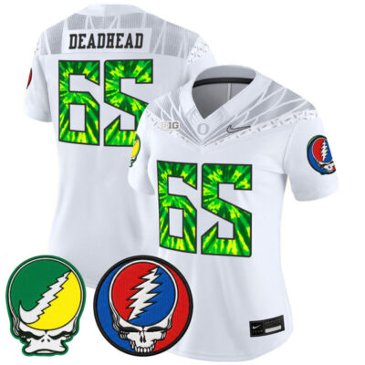 Women's Oregon Ducks 2025 'Grateful Ducks x Grateful Dead' Vapor Limited Jersey - White / 1965 Deadhead