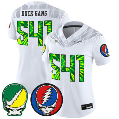 Women's Oregon Ducks 2025 'Grateful Ducks x Grateful Dead' Vapor Limited Jersey - White / Duck Gang 541