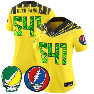 Women's Oregon Ducks 2025 'Grateful Ducks x Grateful Dead' Vapor Limited Jersey - Yellow / Duck Gang 541