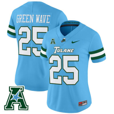 Women's Tulane Green Wave 2025 Vapor Limited Jersey - Blue #25 Green Wave