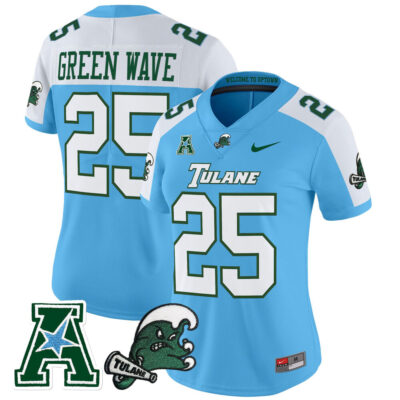 Women's Tulane Green Wave 2025 Vapor Limited Jersey - Blue Alternate #25 Green Wave