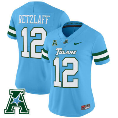 Women's Tulane Green Wave 2025 Vapor Limited Jersey - Blue Jake Retzlaff