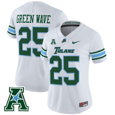 Women's Tulane Green Wave 2025 Vapor Limited Jersey - White #25 Green Wave