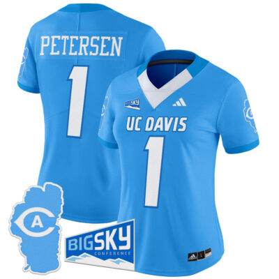 Women's UC Davis Aggies 2025 'Lake Tahoe Patch' Vapor Limited Jersey - Bold Aqua Chris Petersen