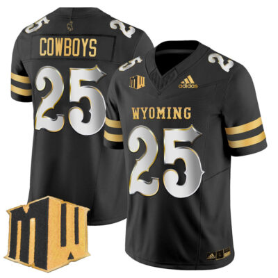Wyoming Cowboys 2025 Gold Vapor Limited Jersey - Black Limited #25 Cowboys