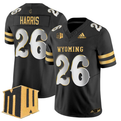 Wyoming Cowboys 2025 Gold Vapor Limited Jersey - Black Limited Samuel Harris