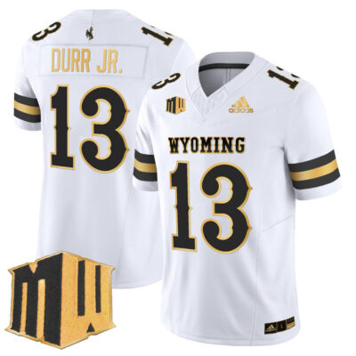 Wyoming Cowboys 2025 Gold Vapor Limited Jersey - White Gold Chris Durr Jr.